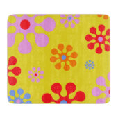 Planche à découper Jaune Motif Fleur Funky Retro (Devant)