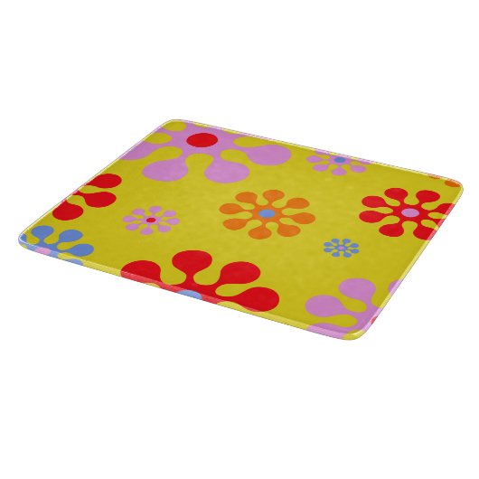 Planche à découper Jaune Motif Fleur Funky Retro (Coin)