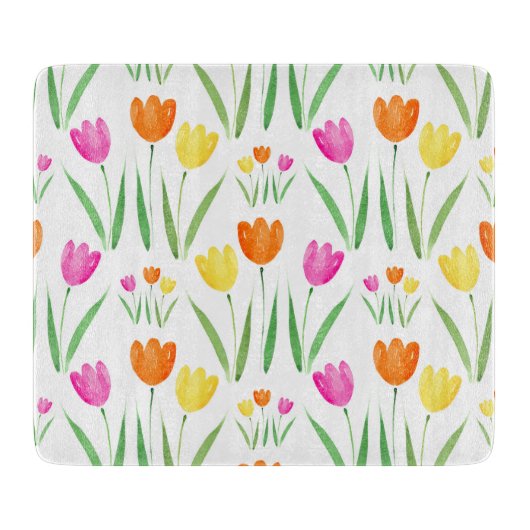 Planche À Découper Jaune, rose, orange Tulips Motif (Devant)