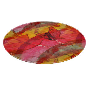 Planche À Découper Jaune rouge d'art d'aquarelle