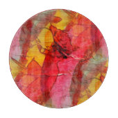 Planche À Découper Jaune rouge d'art d'aquarelle (Devant)