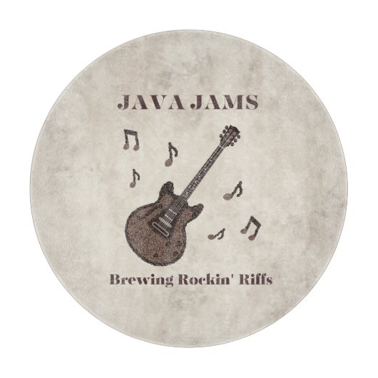 Planche À Découper Java Jams-Brasser des Riffs Endiablés-Café-Guitare (Devant)