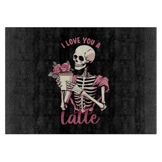 Planche À Découper Je t'aime un squelette de la Saint-Valentin (Devant)