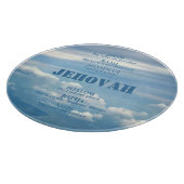 Planche À Découper Jehova Jireh Shalom Rapha Blu Ciel Clouds blancs (Coin)
