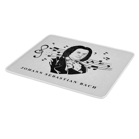 Planche À Découper Johann Sebastian Bach Portrait et buste avec notes (Coin)