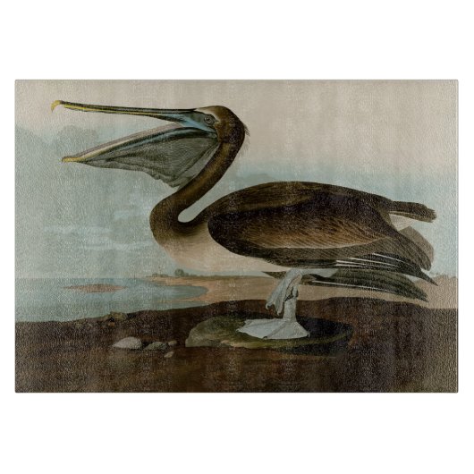 Planche À Découper John James Audubon Peinture Pélicane Brown (Devant)