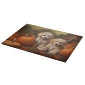 Planche À Découper Joie d'automne chiot caniche citrouille (Coin)