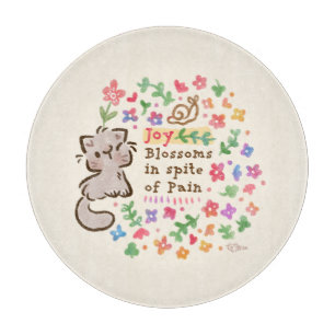 Planche À Découper Joie fleurit malgré la douleur - Pebble le chaton