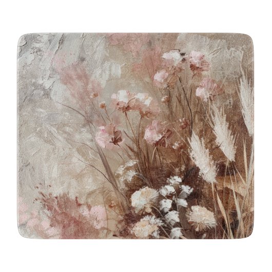 Planche À Découper Joli Beige Blush Boho Rose Floral (Devant)