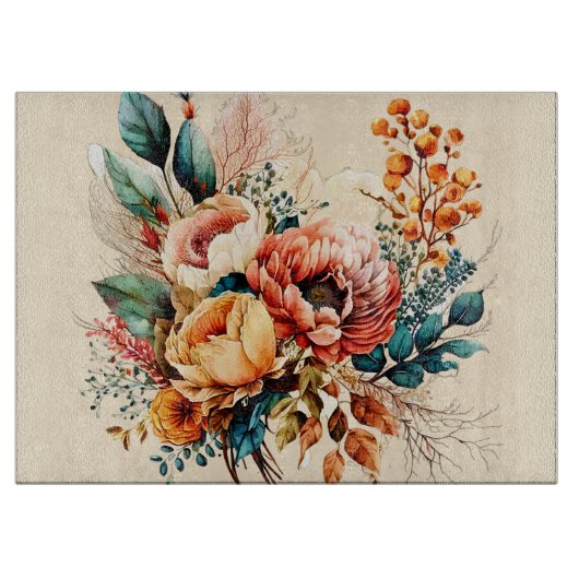 Planche À Découper Joli bouquet de chute de boho (Devant)