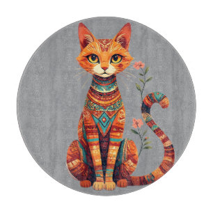 Planche À Découper Joli chat artistique avec branche florale