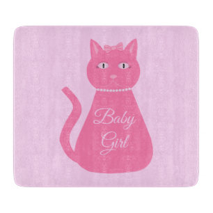 Planche À Découper Joli chat fille rose sur mesure