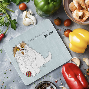 Planche À Découper Joli chat persan duveteux Drôle de miaulement bleu