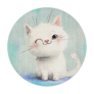 Planche À Découper Joli chaton blanc