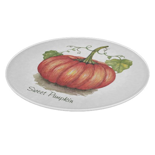 Planche À Découper Joli Citrouille Avec Vins En Aquarelle (Coin)