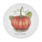 Planche À Découper Joli Citrouille Avec Vins En Aquarelle (Devant)