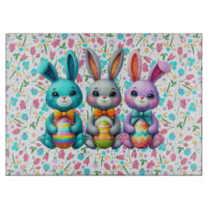 Planche À Découper Joli, coloré 3 lapin de Pâques