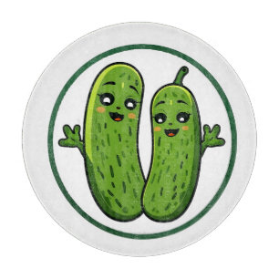 Planche À Découper Joli Couple de Cornichons Drôles Kawaii