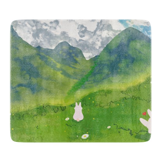 Planche À Découper Joli Couple Lapin à Mountain View (Devant)