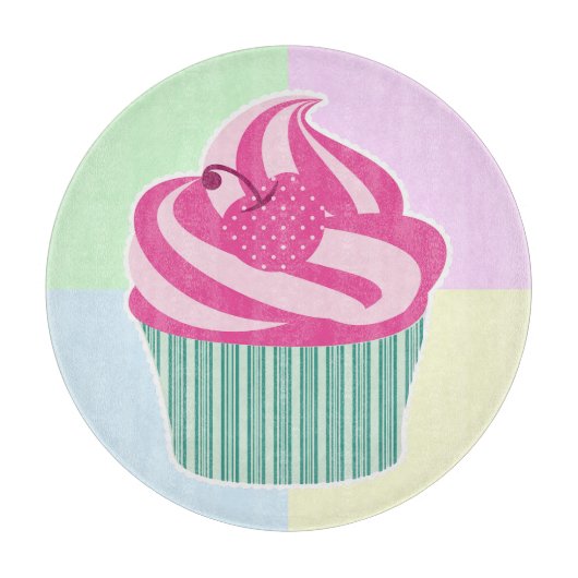 Planche À Découper Joli Cupcake Rose Pâtes de Couleurs (Devant)