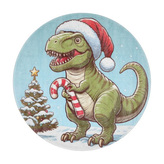 Planche À Découper Joli dinosaure en canne de Noël (Devant)
