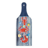 Planche À Découper Joli homard crabe citrons crustacés rayé long (Devant)