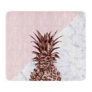 Planche À Découper Joli marbre rose élégant de blanc d'ananas d'or