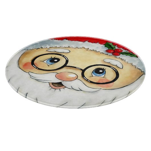 Planche À Découper Joli Noël Aquarelle Père Noël Face (Coin)