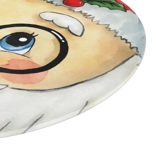 Planche À Découper Joli Noël Aquarelle Père Noël Face (Coin)