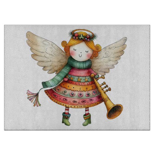 Planche À Découper Joli Noël Folk Art Angel (Devant)