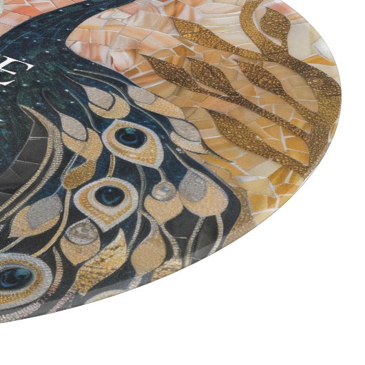 Planche À Découper Joli Peacock Pink Gold Noël (Coin)