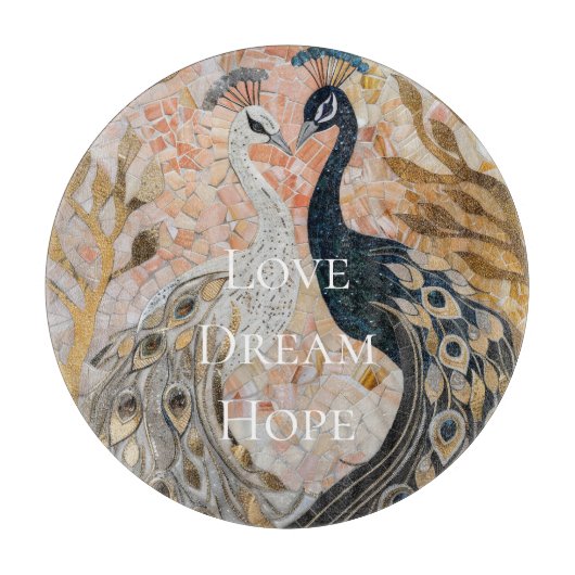 Planche À Découper Joli Peacock Pink Gold Noël (Devant)