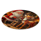 Planche À Découper Joli Père Noël et rennes (Coin)