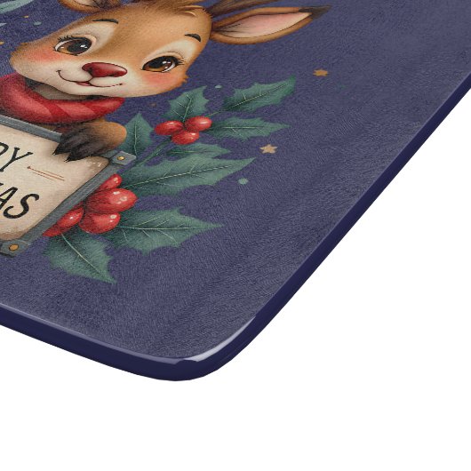 Planche À Découper Joli renne de Noël avec Holly et signe (Coin)