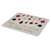 Planche À Découper Joli Retro Joyeux Noël Rouge Bleu Ornements (Coin)