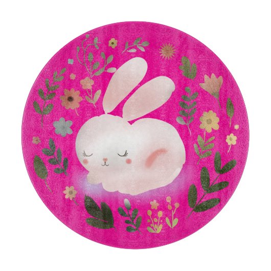 Planche À Découper Jolie Couronne Florale de Lapin de Printemps Paste (Devant)