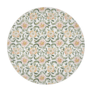 Planche À Découper Jolie Fête Fleurie Feuilles Vertes Rose Tendre Ann