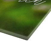 Planche À Découper Jolie Fleur De Pavot Orange Photo Vert Et Nom (Coin)