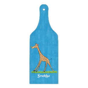 Planche À Découper Jolie girafe avec dessin animé de papillon