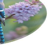 Planche À Découper Jolie Jay Bleue debout sur les Branches Lilac (Coin)