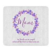 Planche À Découper Jolie maman Courbe fleurie violette et bleue (Devant)