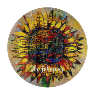 Planche À Découper Jolie peinture Abstraite de tournesol