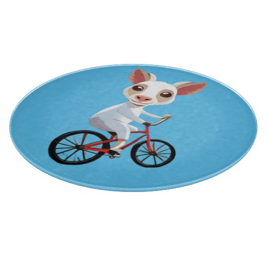 Planche À Découper Jolie petite chèvre blanche sur une bicyclette (Coin)