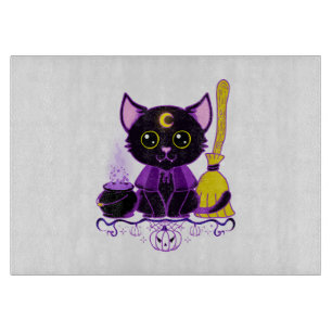 Planche À Découper Jolie sorcière de chat noir d'Halloween
