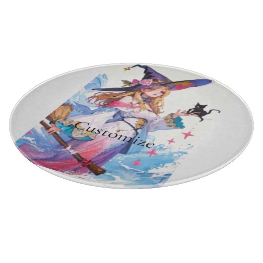 Planche À Découper Jolie Sorcière tenant Chat noir Thunder_Cove (Coin)