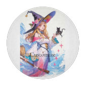 Planche À Découper Jolie Sorcière tenant Chat noir Thunder_Cove (Devant)