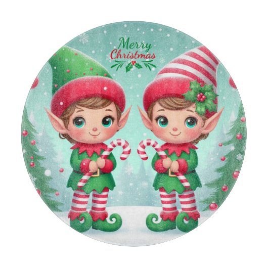Planche À Découper Jolies elfes de Noël (Devant)