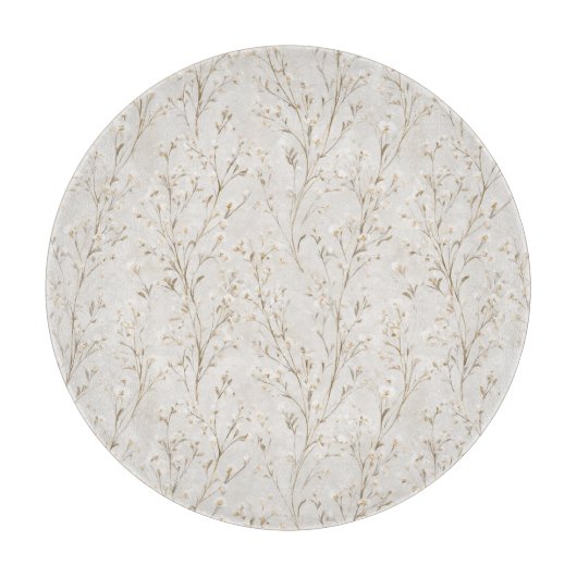 Planche À Découper Jolies Fleurs Blanc Crème (Devant)