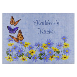 Planche À Découper Jolies papillons et marguerites Jardin de printemp