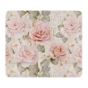 Planche À Découper Jolies Roses Fleurs Rose Pâle Lavage Nuptial